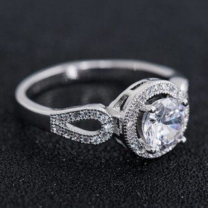 🎁Stylish Saudi Arabia White Gold Round Cut Ring for Women, MARR9360